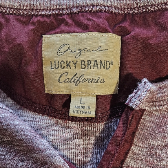 Lucky Brand California Red & White Cotton Henley Sweater Large L NWOT - Picture 2 of 6